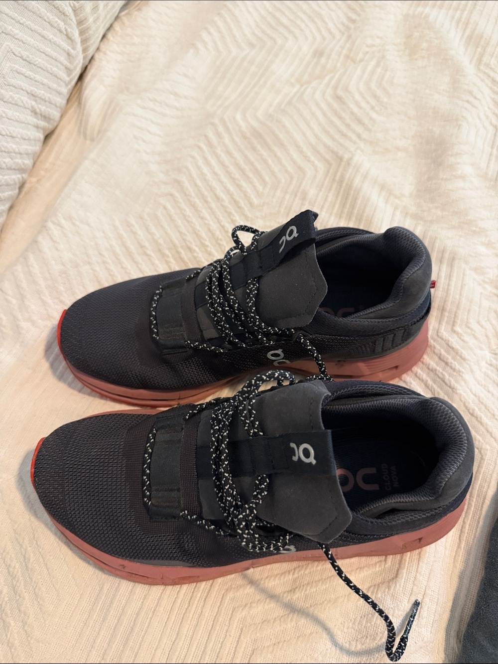 On Running Women’s Athletic Shoes - Black with Burgundy Midsole - Picture 2 of 3